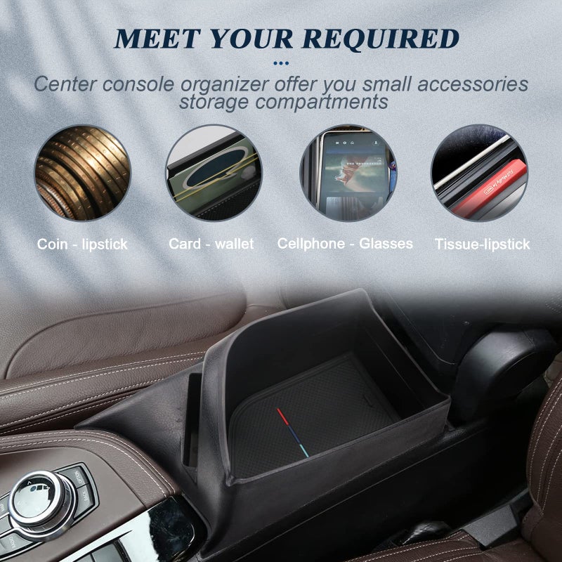 BIBIBO BBIBIBO for BMW X1 F48 Accessories,Center Console Organizer Tray Compatible with 2016 2017 2018 2019 BMW X1 F48 2019 X2 F39 Insert Armrest Storage Box Accessories,ABS Material Accessories for Bmw x1 - Image 3